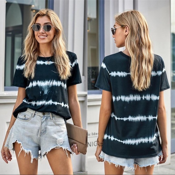 HAZY DAYS TIE DYE STRIPE SHORT SLEEVE TOP - Picture 3 of 3